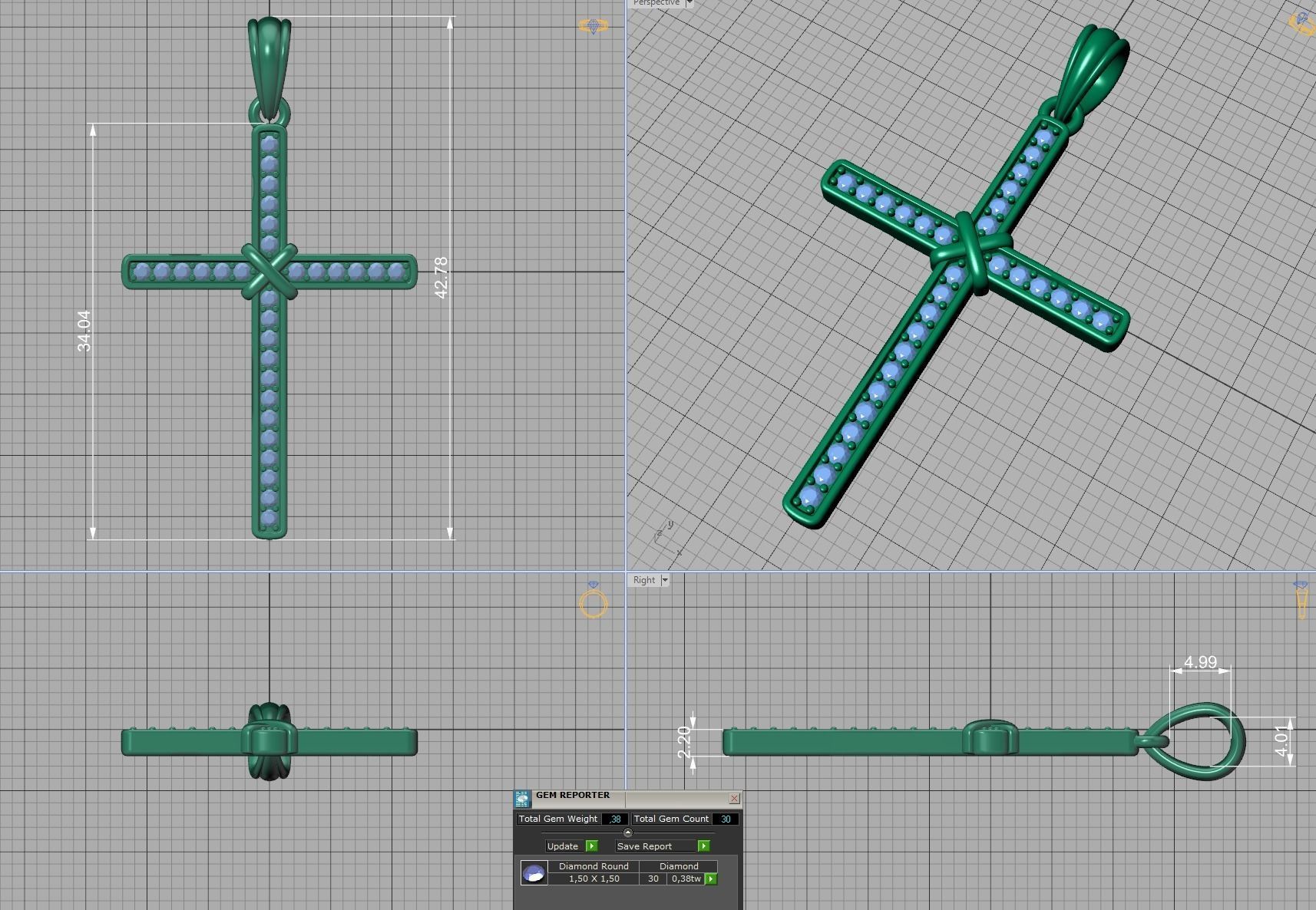 Cross Necklace Diamond Pendant Classic Cross 3dmodel 3D print model_11