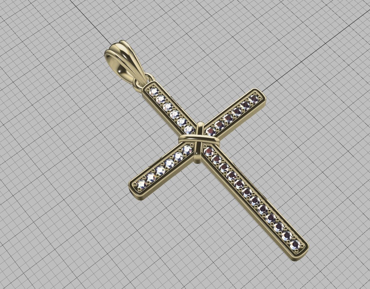 Cross Necklace Diamond Pendant Classic Cross 3dmodel 3D print model_19