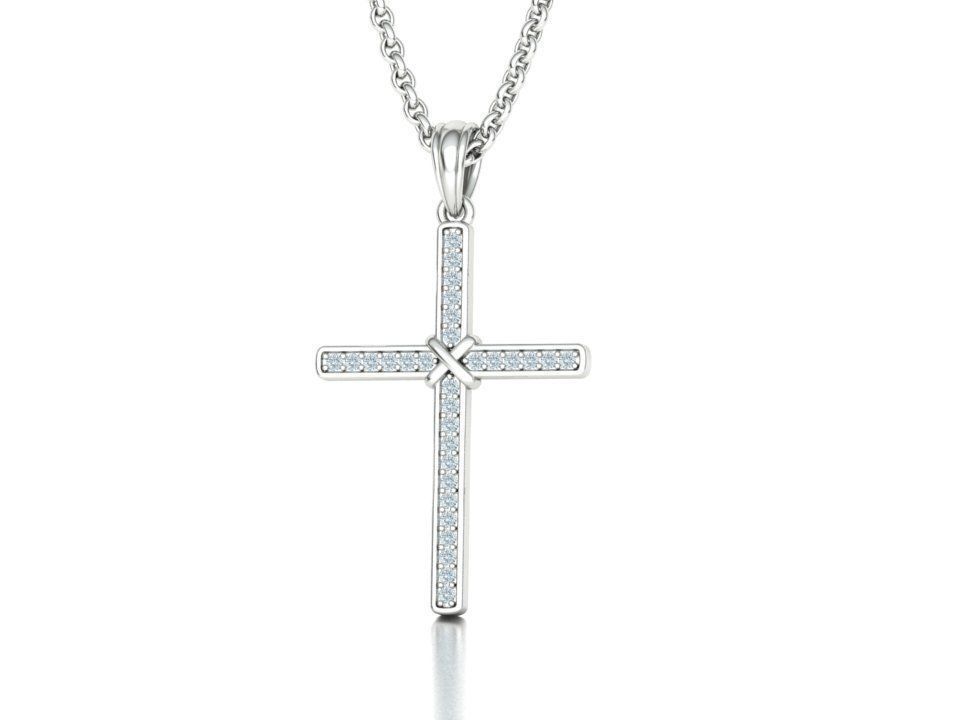 Cross Necklace Diamond Pendant Classic Cross 3dmodel 3D print model_3