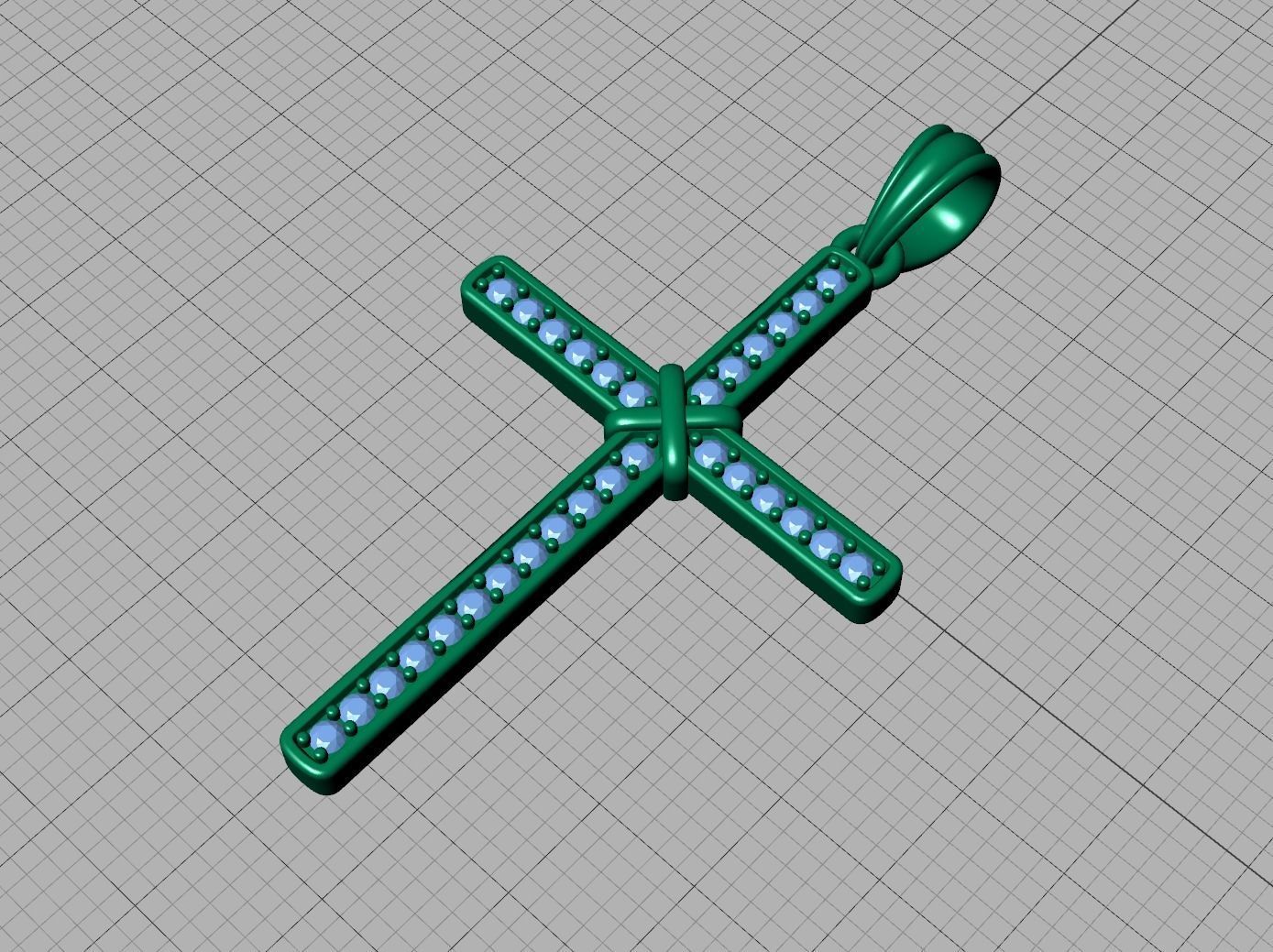 Cross Necklace Diamond Pendant Classic Cross 3dmodel 3D print model_15