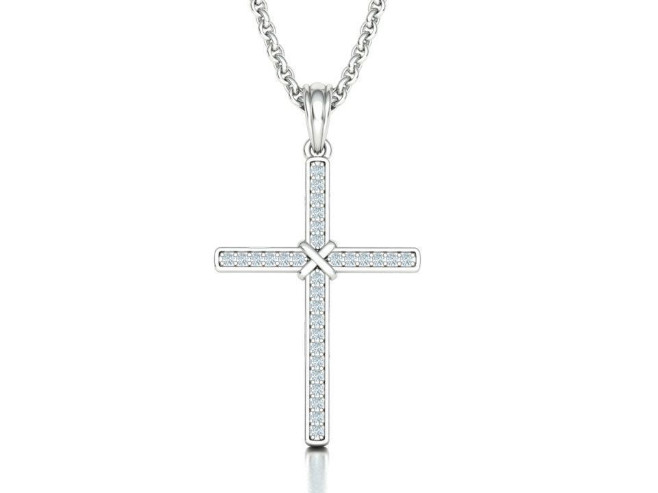 Cross Necklace Diamond Pendant Classic Cross 3dmodel 3D print model_6