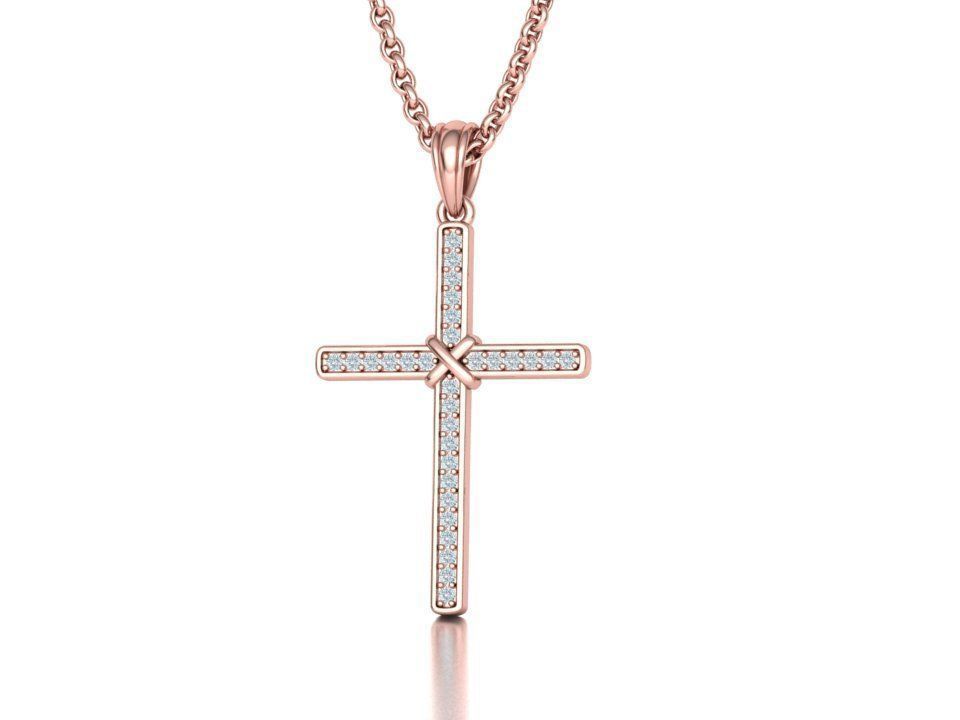 Cross Necklace Diamond Pendant Classic Cross 3dmodel 3D print model_4