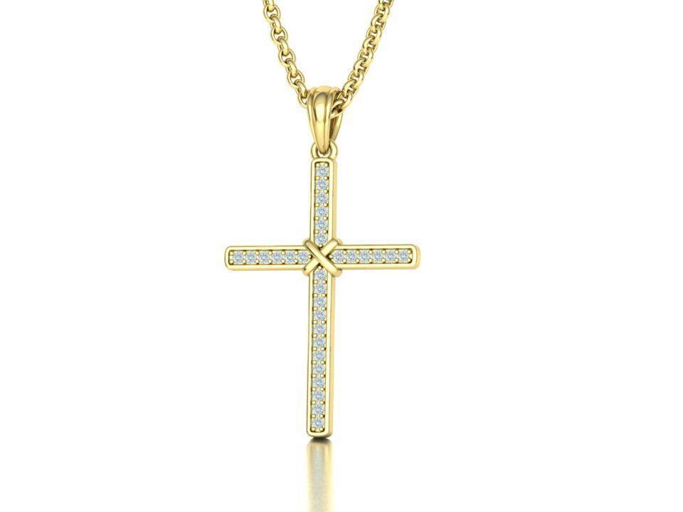 Cross Necklace Diamond Pendant Classic Cross 3dmodel 3D print model_2
