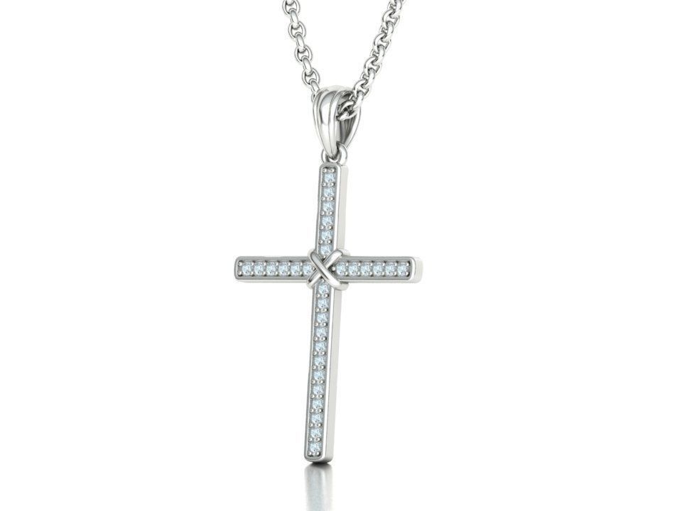 Cross Necklace Diamond Pendant Classic Cross 3dmodel 3D print model_10
