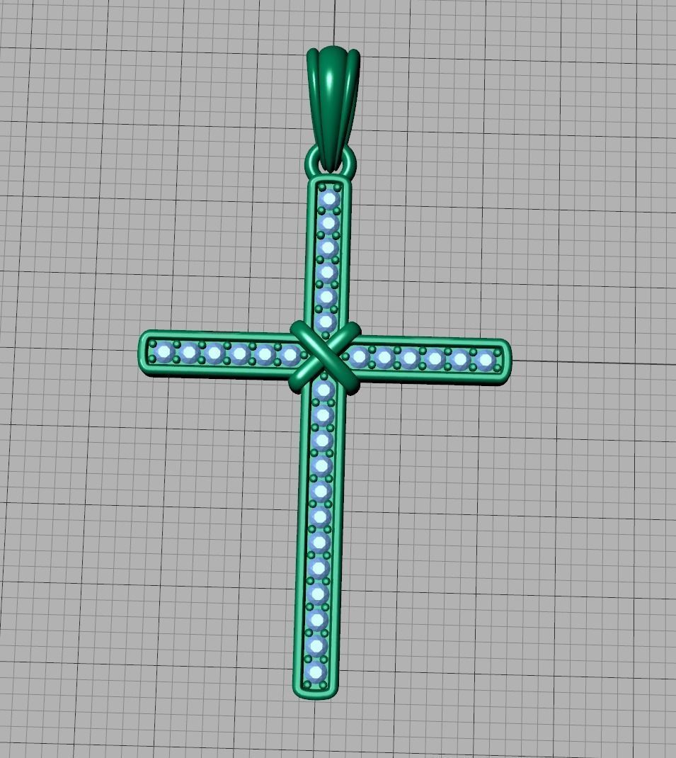 Cross Necklace Diamond Pendant Classic Cross 3dmodel 3D print model_17