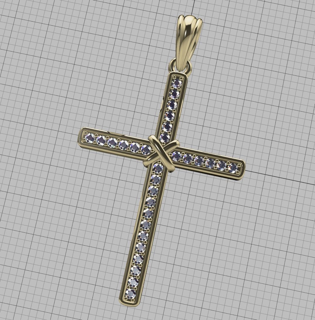 Cross Necklace Diamond Pendant Classic Cross 3dmodel 3D print model_18