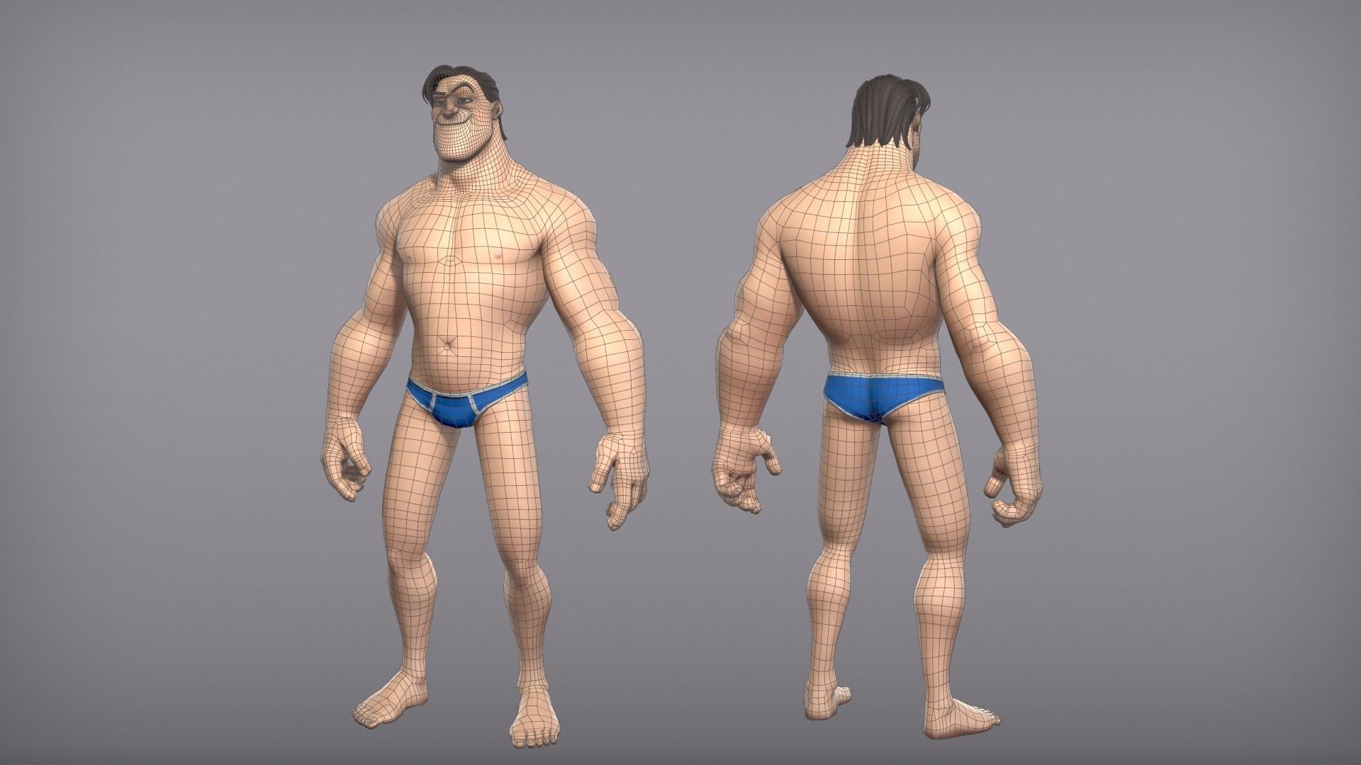 Cartoon male character Curtis base mesh Low-poly 3D model_5