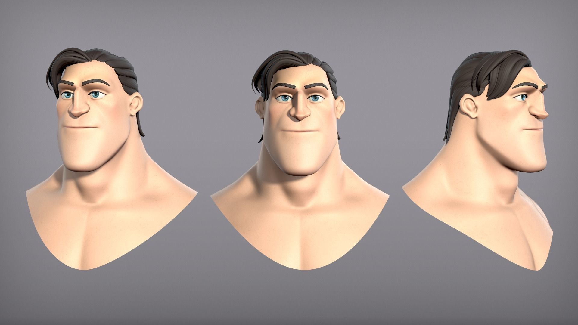 Cartoon male character Curtis base mesh Low-poly 3D model_9