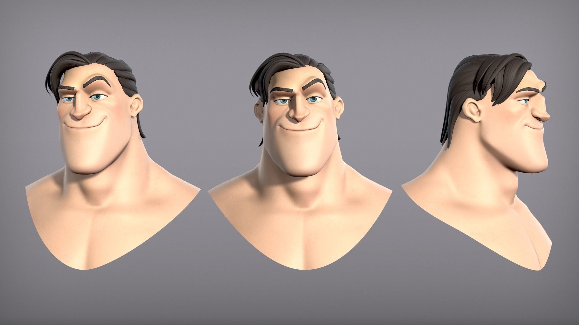 Cartoon male character Curtis base mesh Low-poly 3D model_8