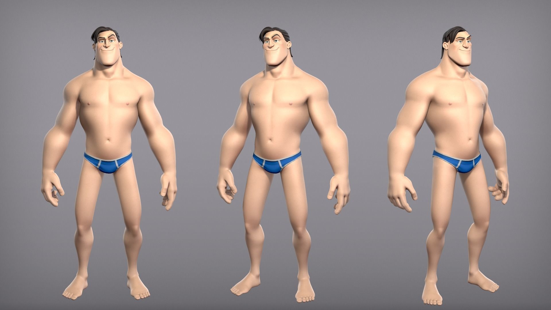 Cartoon male character Curtis base mesh Low-poly 3D model_3