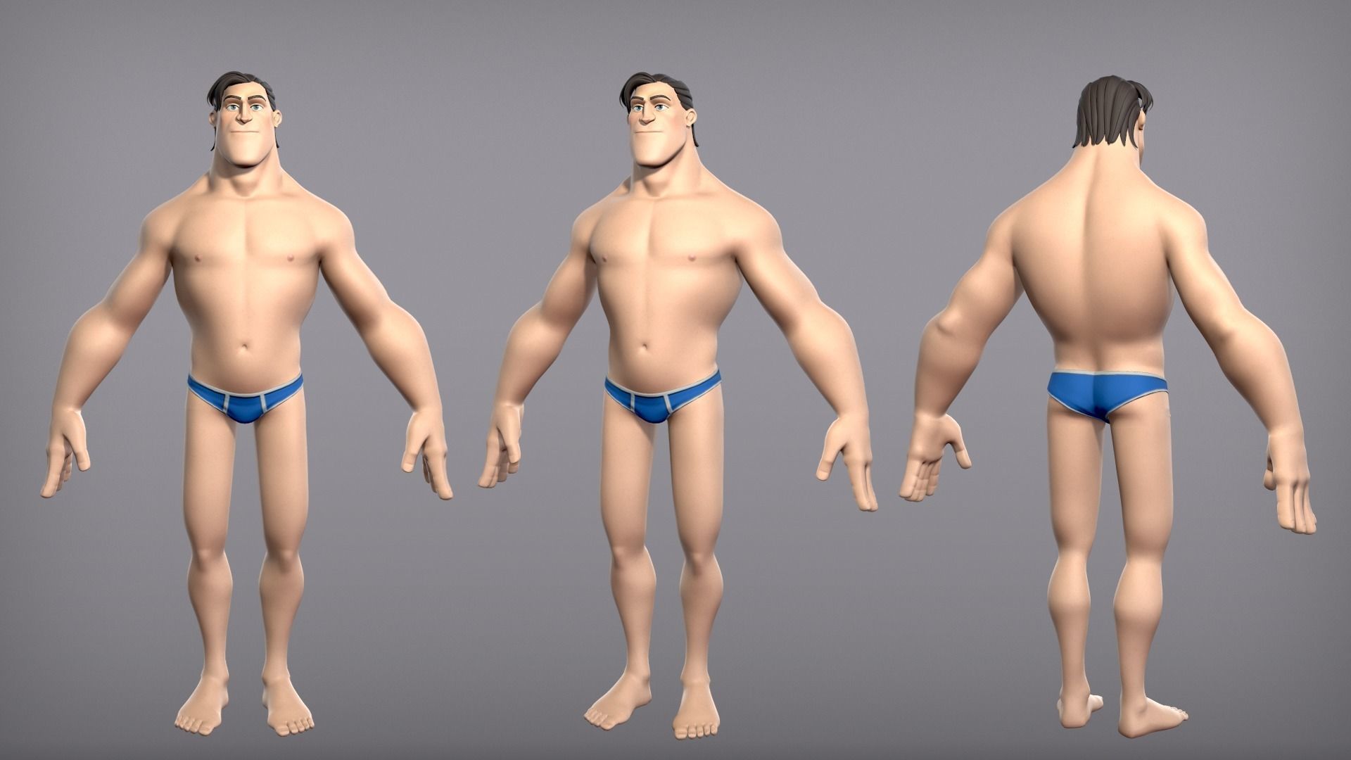 Cartoon male character Curtis base mesh Low-poly 3D model_6