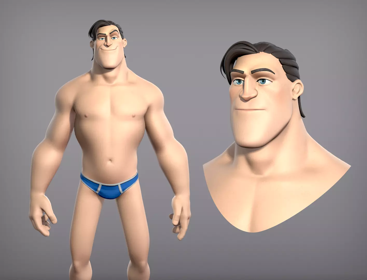 Cartoon male character Curtis base mesh Low-poly 3D model_0