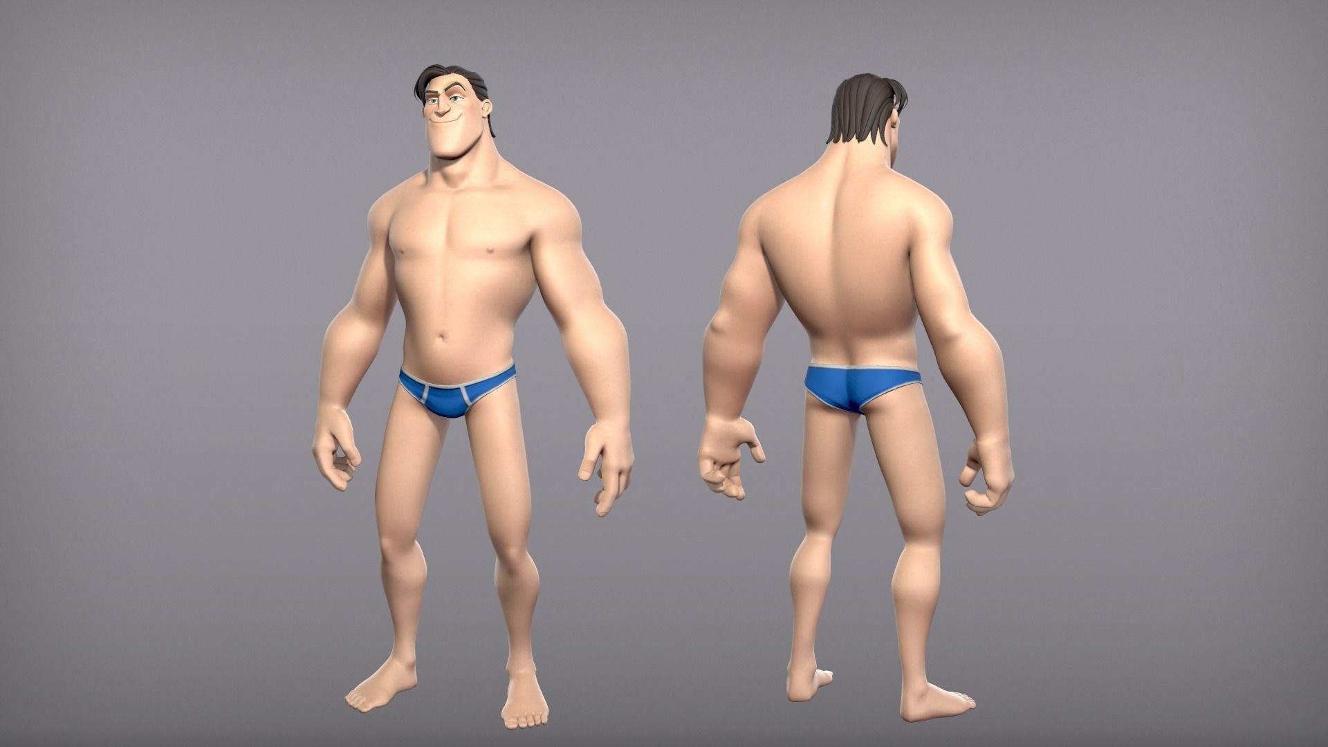 Cartoon male character Curtis base mesh Low-poly 3D model_4