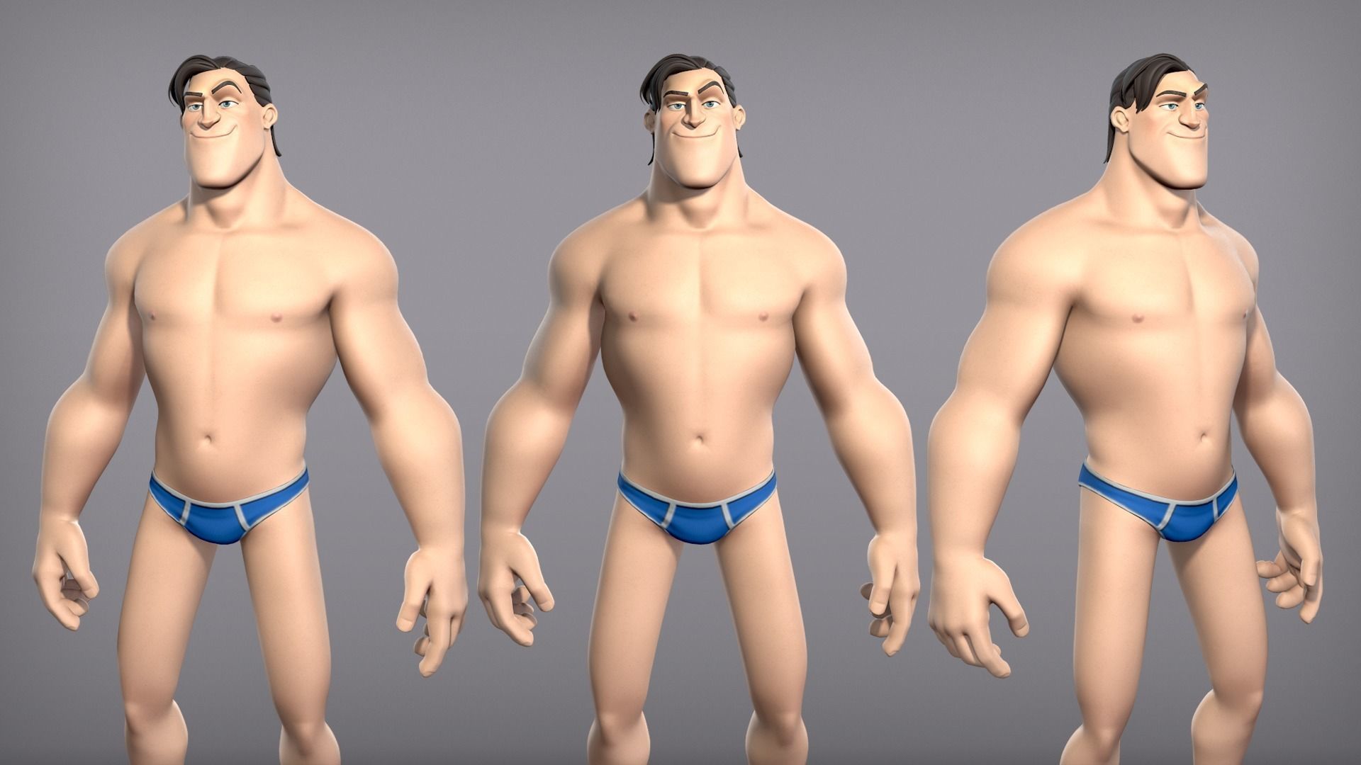 Cartoon male character Curtis base mesh Low-poly 3D model_2