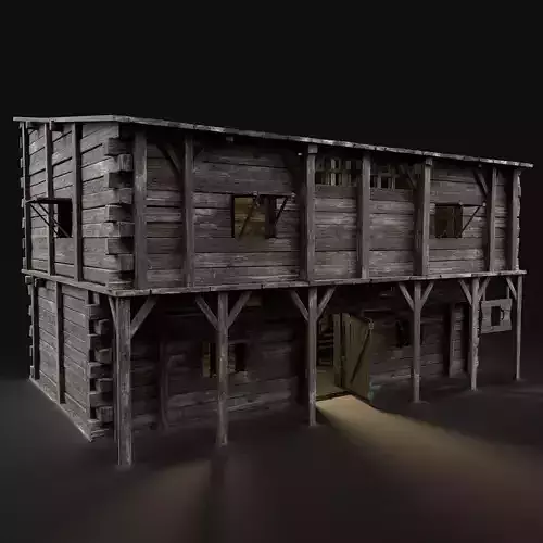 MEDIEVAL INN FANTASY TAVERN WOODEN PUB RESTAURANT BAR HOUSE HUT Low-poly 3D model