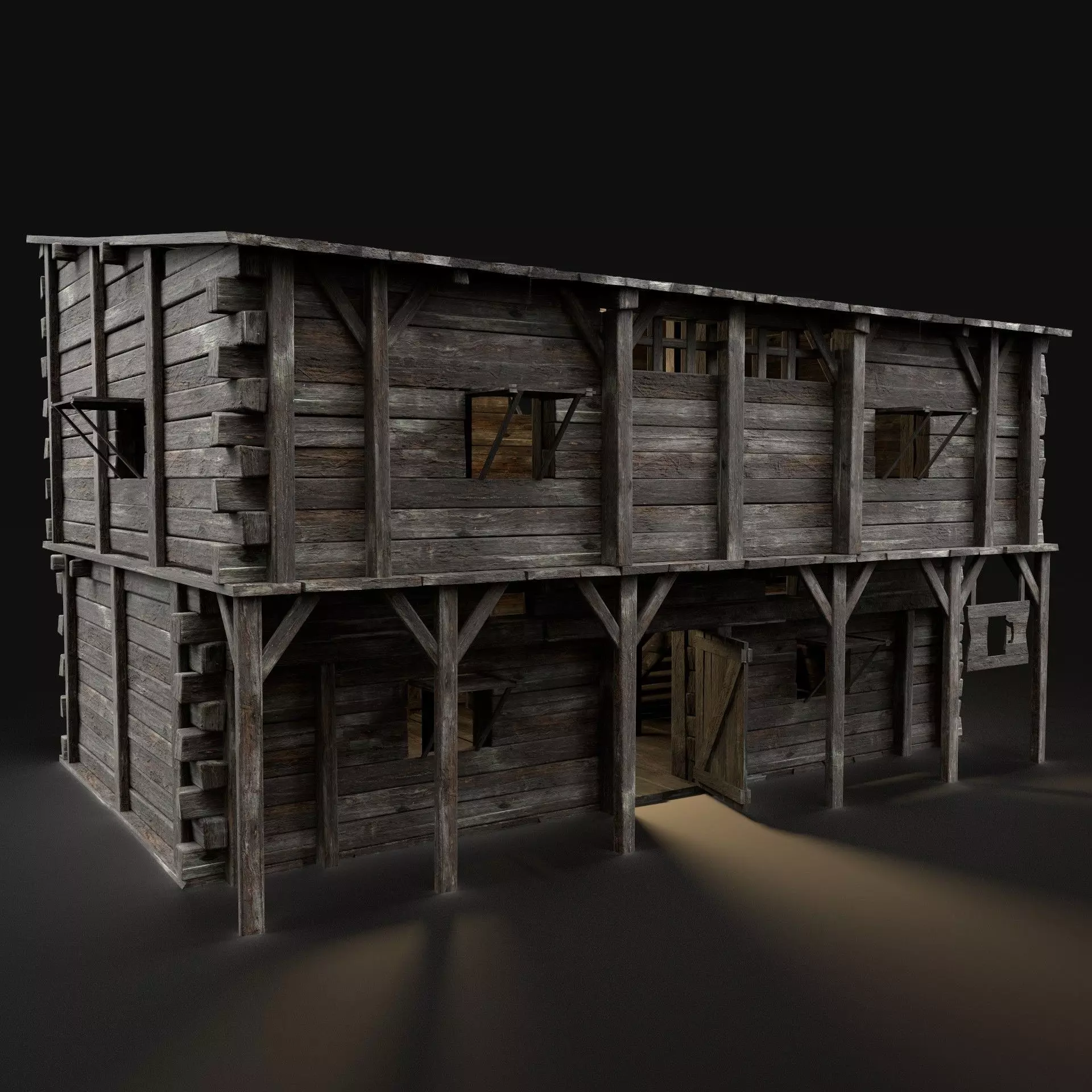 MEDIEVAL INN FANTASY TAVERN WOODEN PUB RESTAURANT BAR HOUSE HUT Low-poly 3D model_0