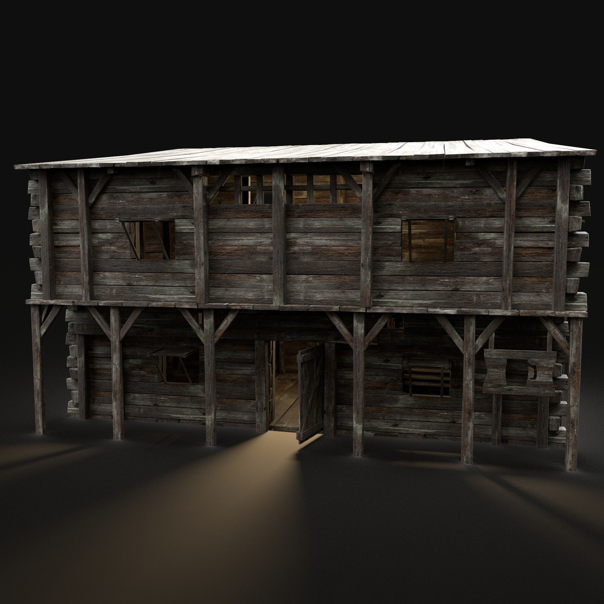 MEDIEVAL INN FANTASY TAVERN WOODEN PUB RESTAURANT BAR HOUSE HUT Low-poly 3D model_1
