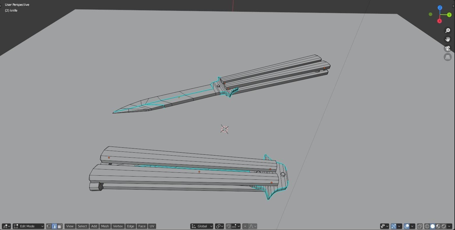 Butterfly knife low-poly 3d model Free low-poly 3D model_11