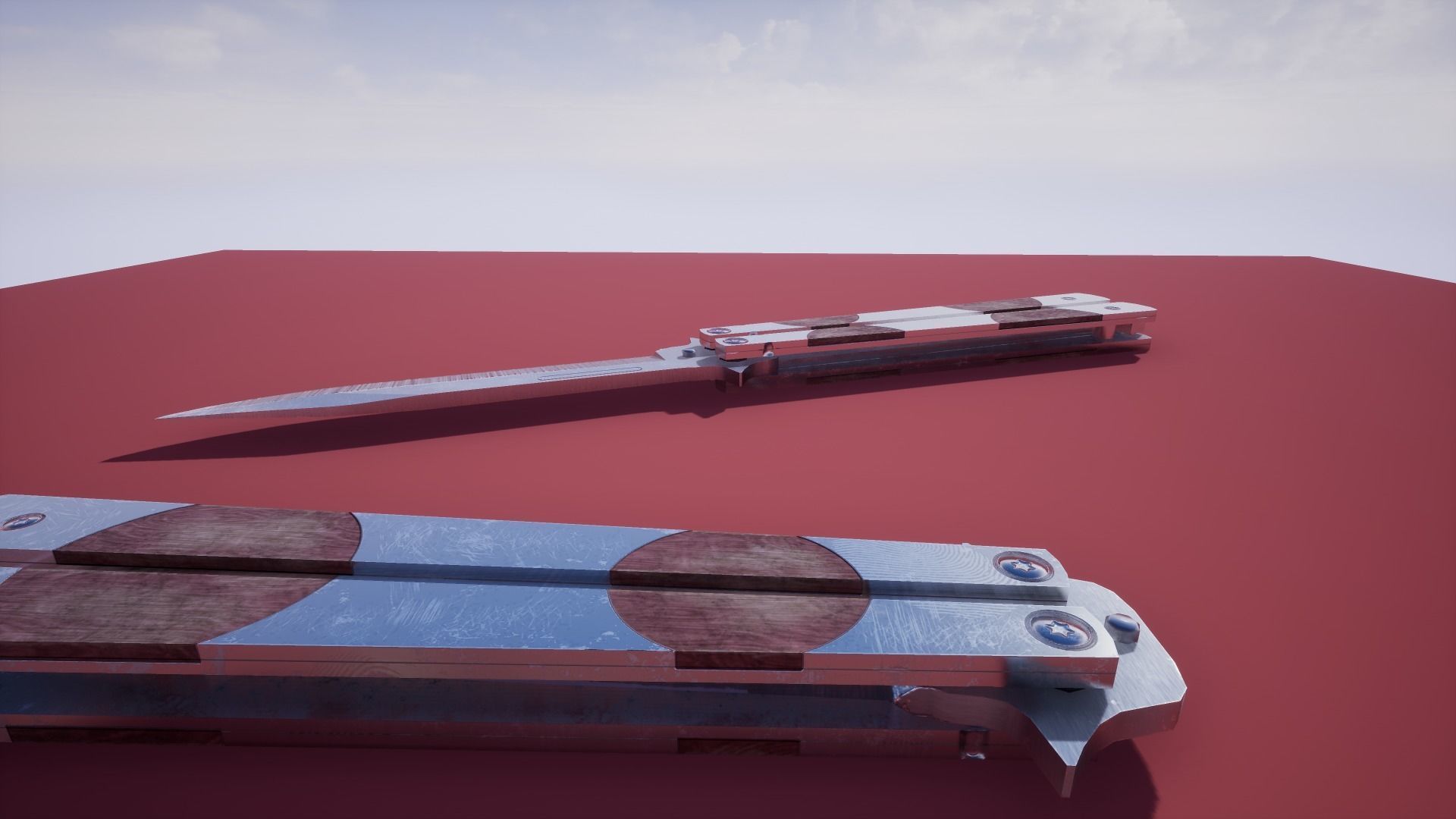 Butterfly knife low-poly 3d model Free low-poly 3D model_7