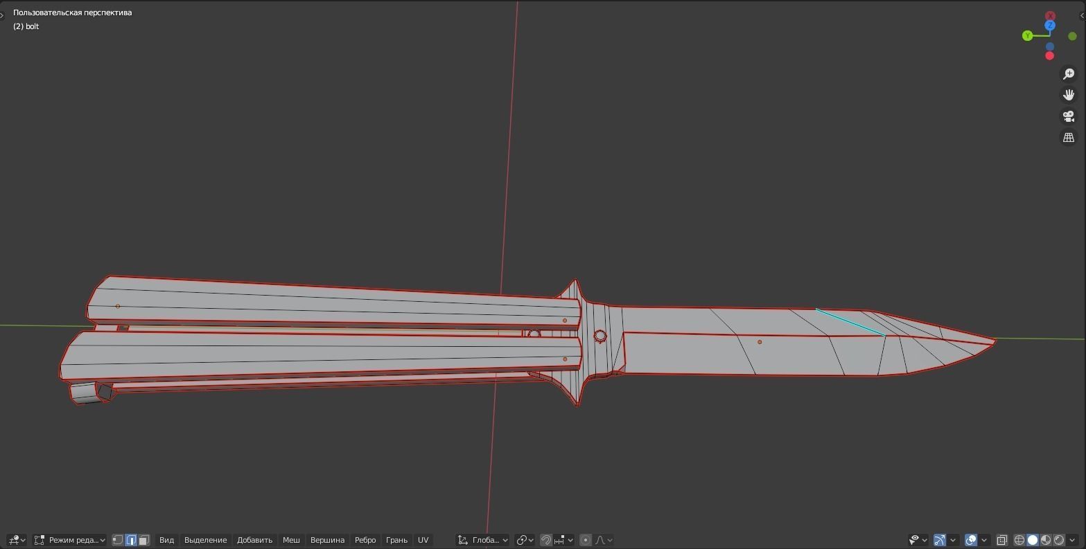 Butterfly knife low-poly 3d model Free low-poly 3D model_12
