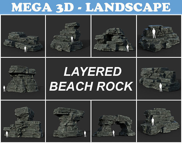 Low poly Layered Rock Collection 210120 Low-poly 3D model