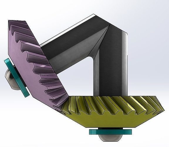 Simple spiral bevel gear set-2 gears-t24m1deg60 Free 3D print model