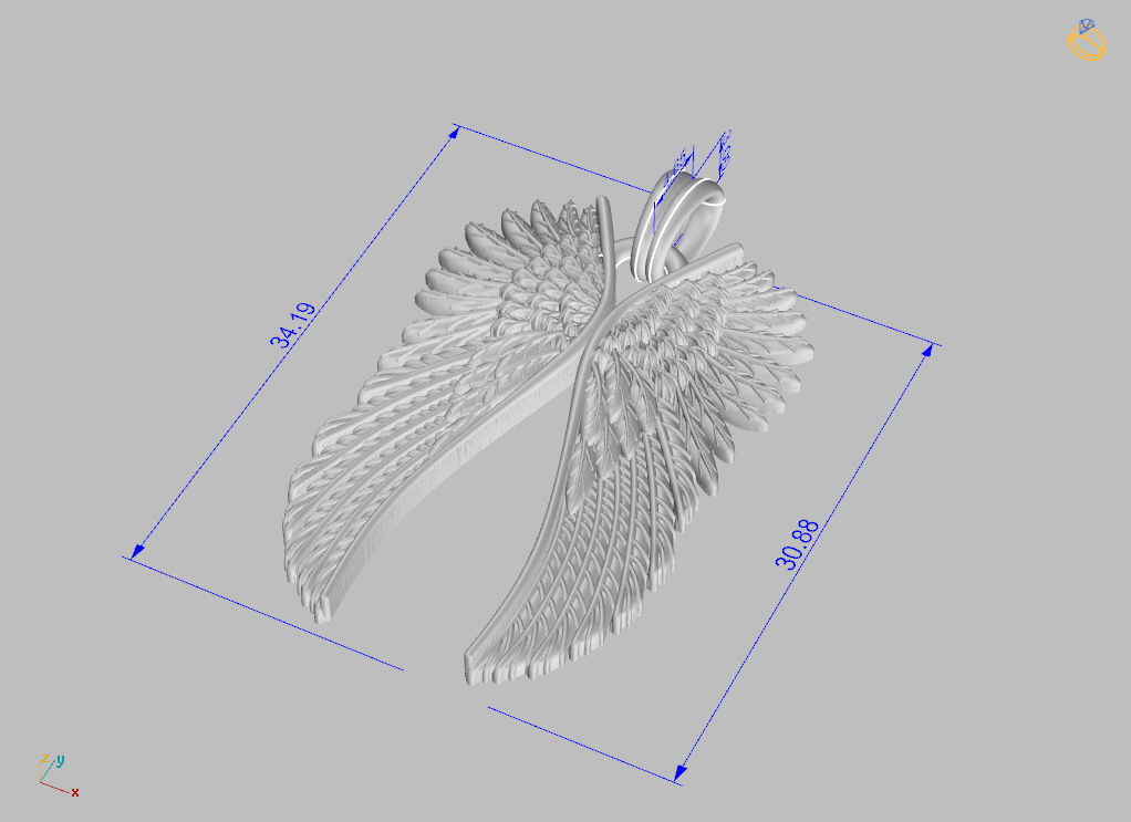 Angel wings pendant 3D print model_14