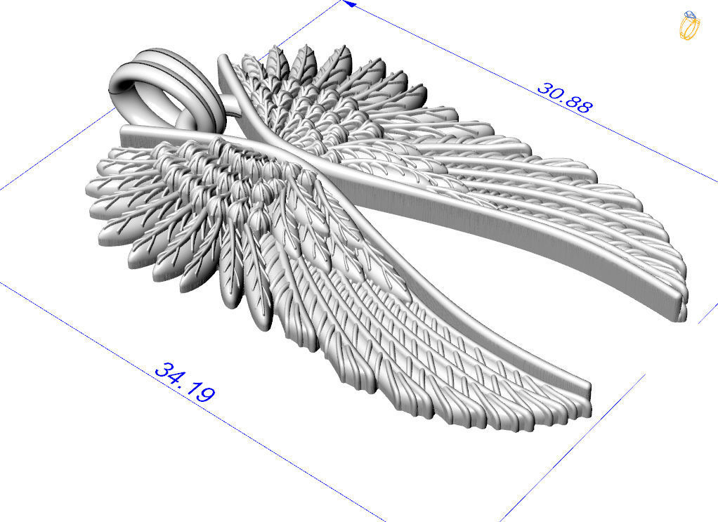 Angel wings pendant 3D print model_5