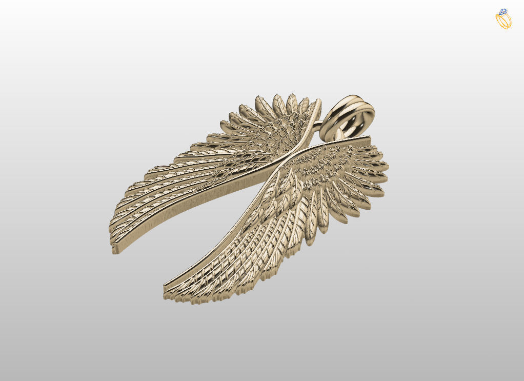Angel wings pendant 3D print model_13