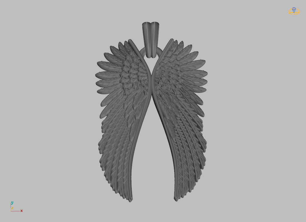 Angel wings pendant 3D print model_20