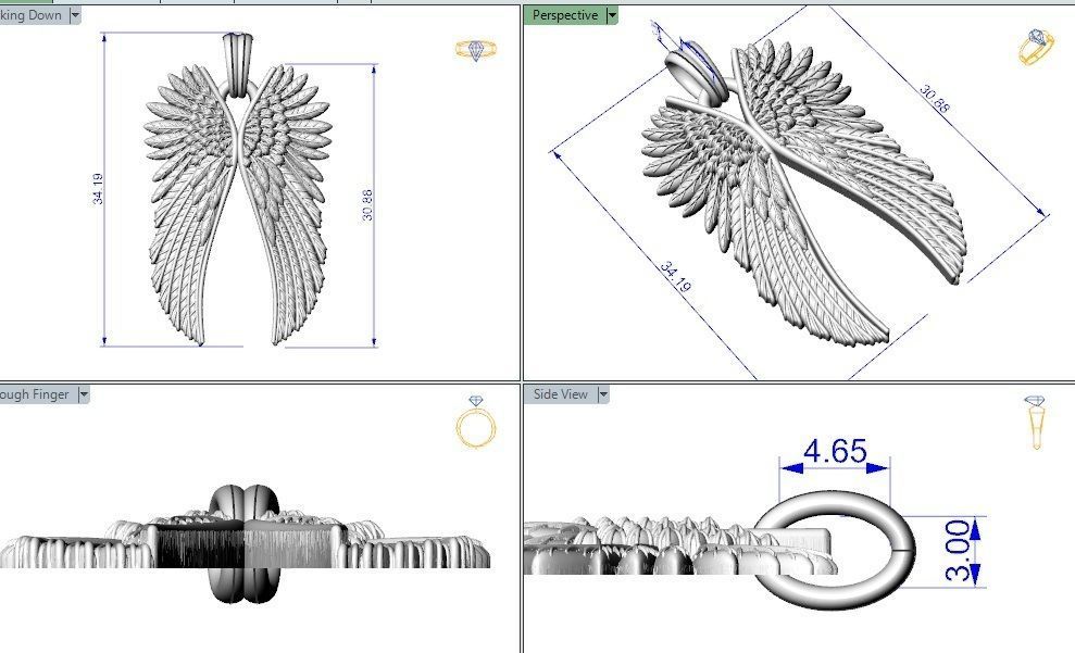 Angel wings pendant 3D print model_1
