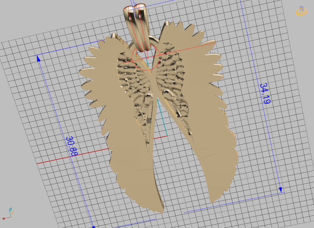 Angel wings pendant 3D print model_9