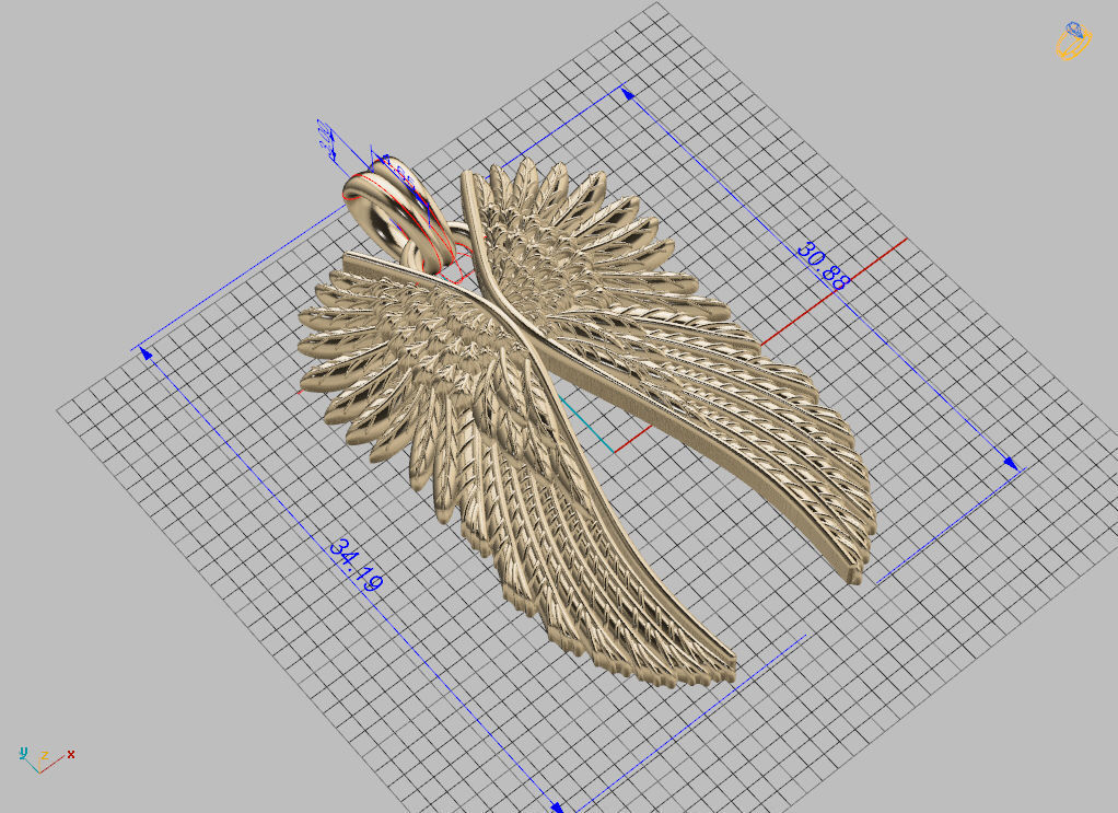 Angel wings pendant 3D print model_8