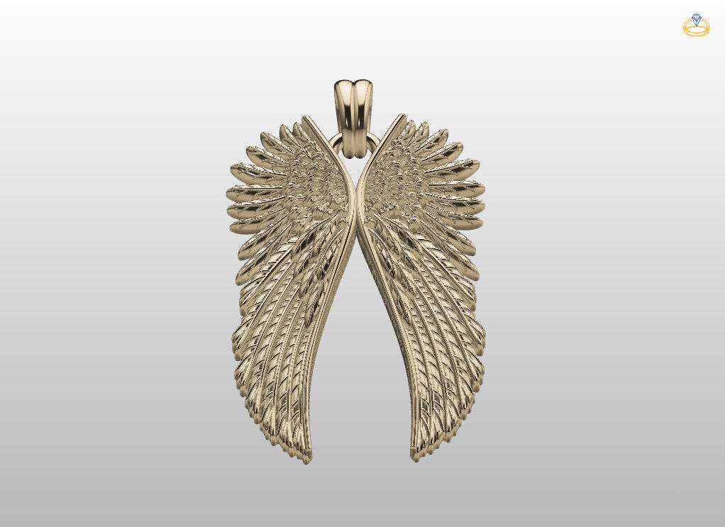 Angel wings pendant 3D print model_12