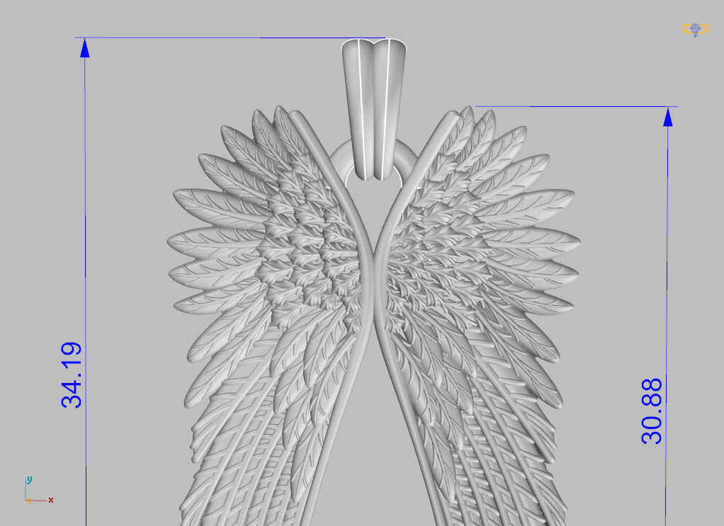 Angel wings pendant 3D print model_18