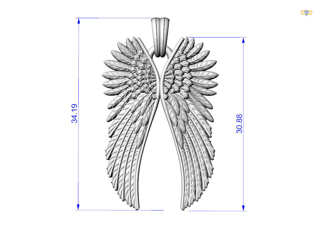 Angel wings pendant 3D print model_4