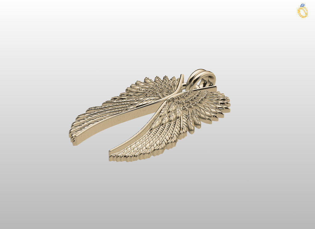 Angel wings pendant 3D print model_15