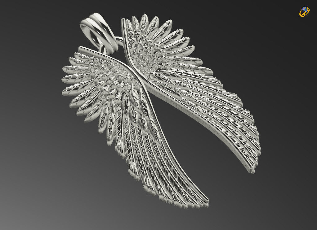 Angel wings pendant 3D print model_6