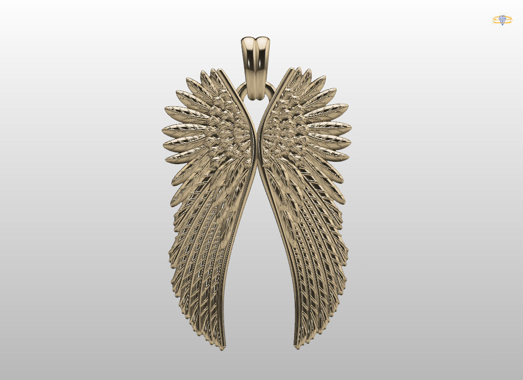 Angel wings pendant 3D print model_11