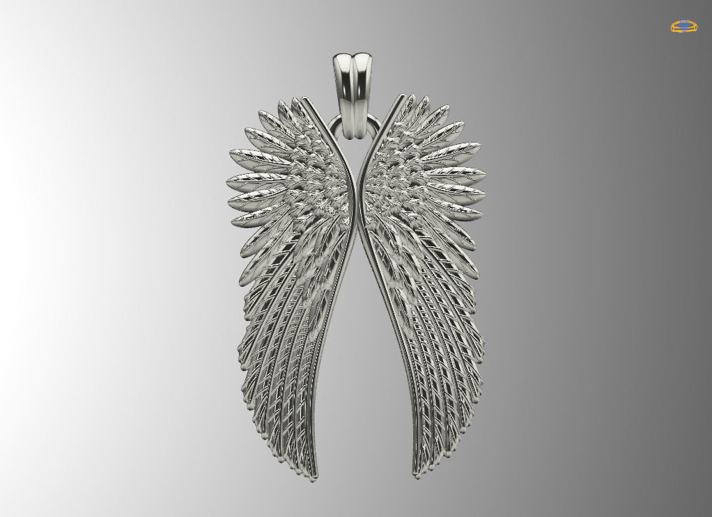 Angel wings pendant 3D print model_7