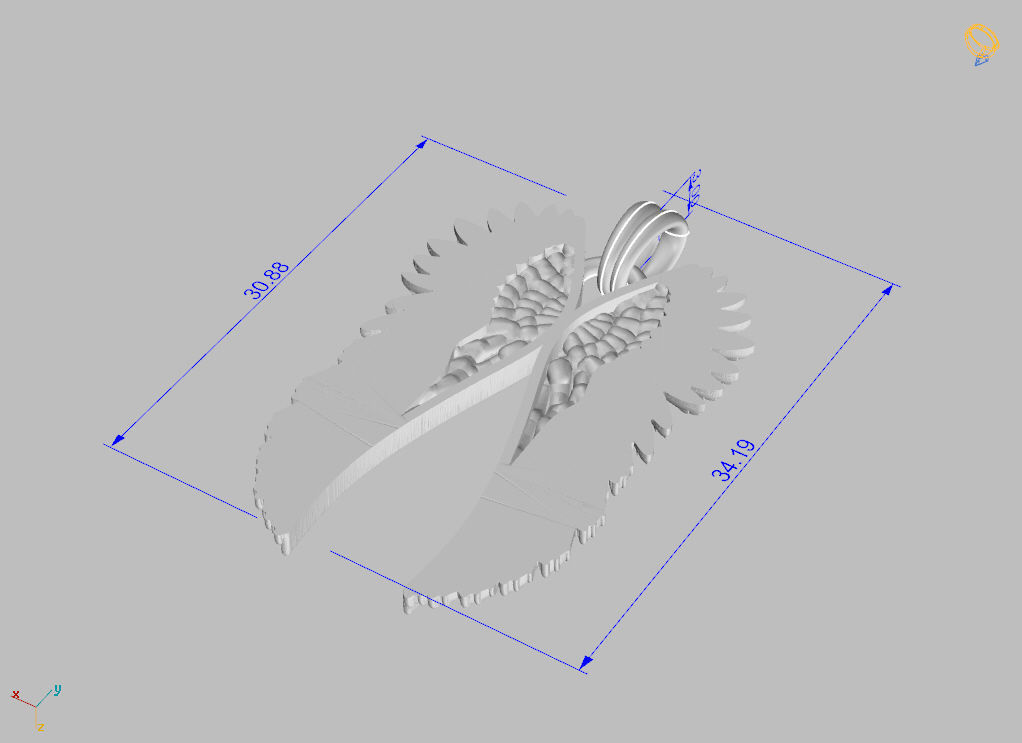 Angel wings pendant 3D print model_16