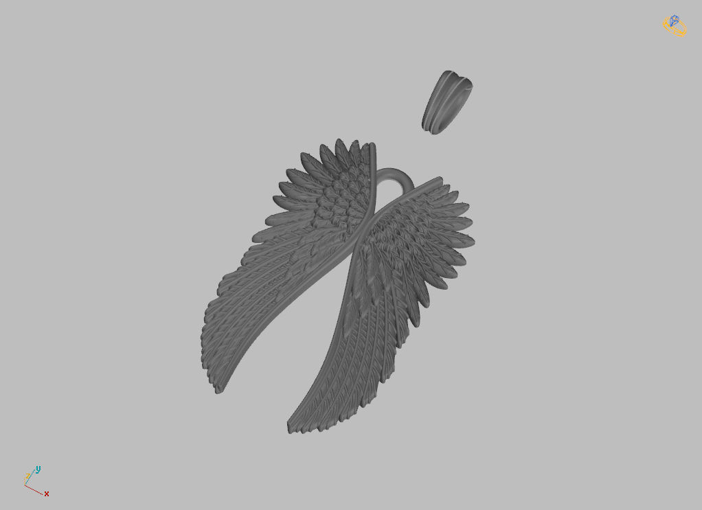 Angel wings pendant 3D print model_2