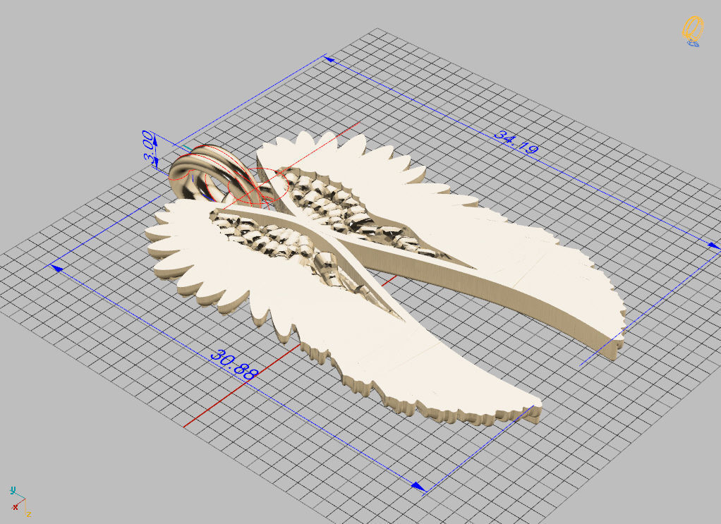 Angel wings pendant 3D print model_10