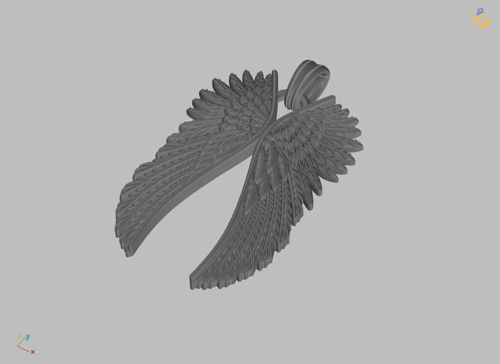 Angel wings pendant 3D print model_21