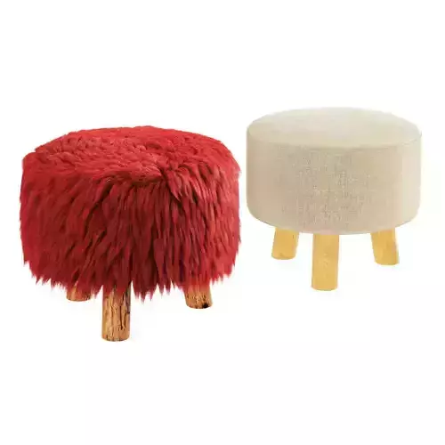Round soft faux fur pouf