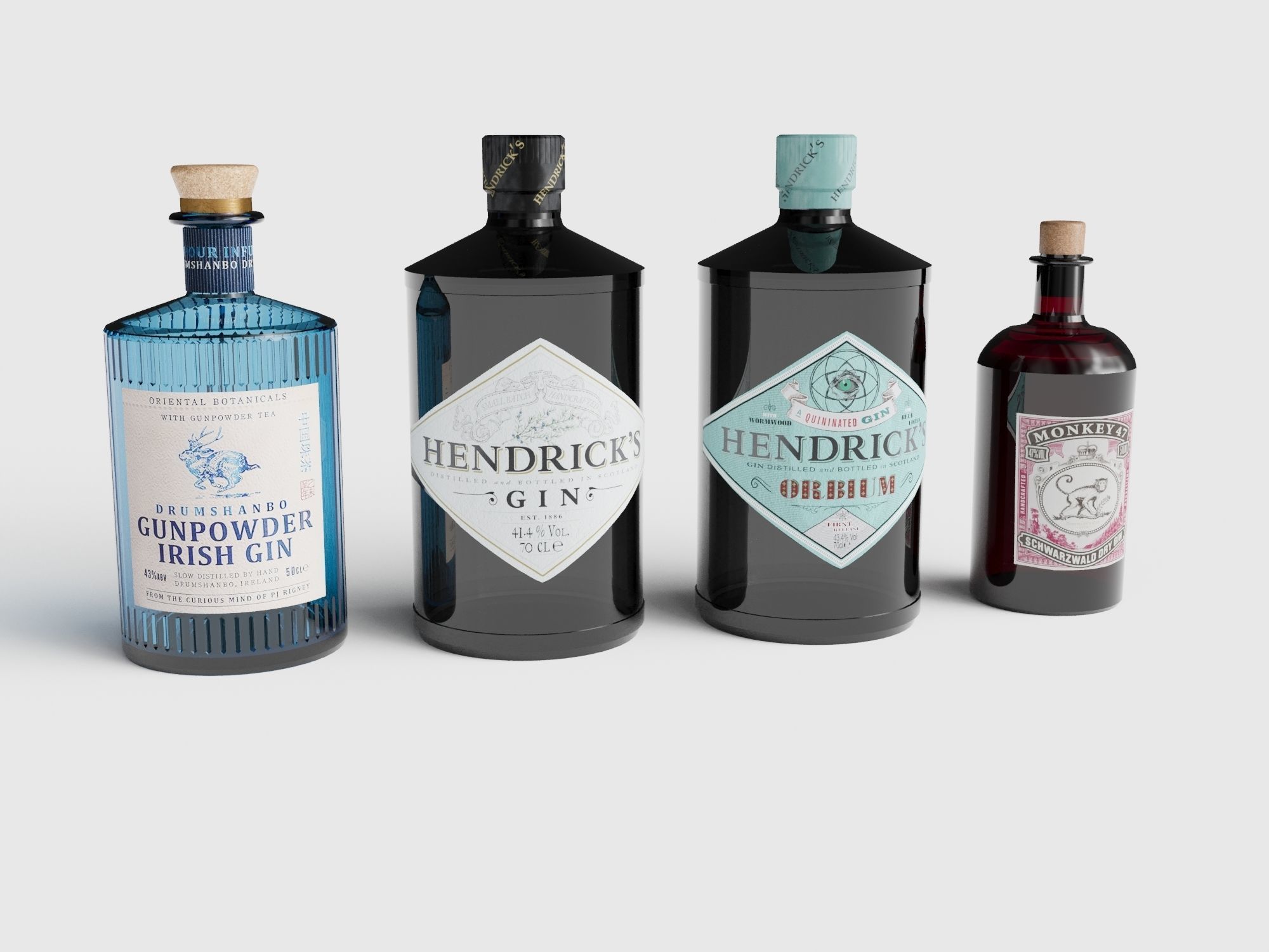 Gin bottles 3d model 3D model_1
