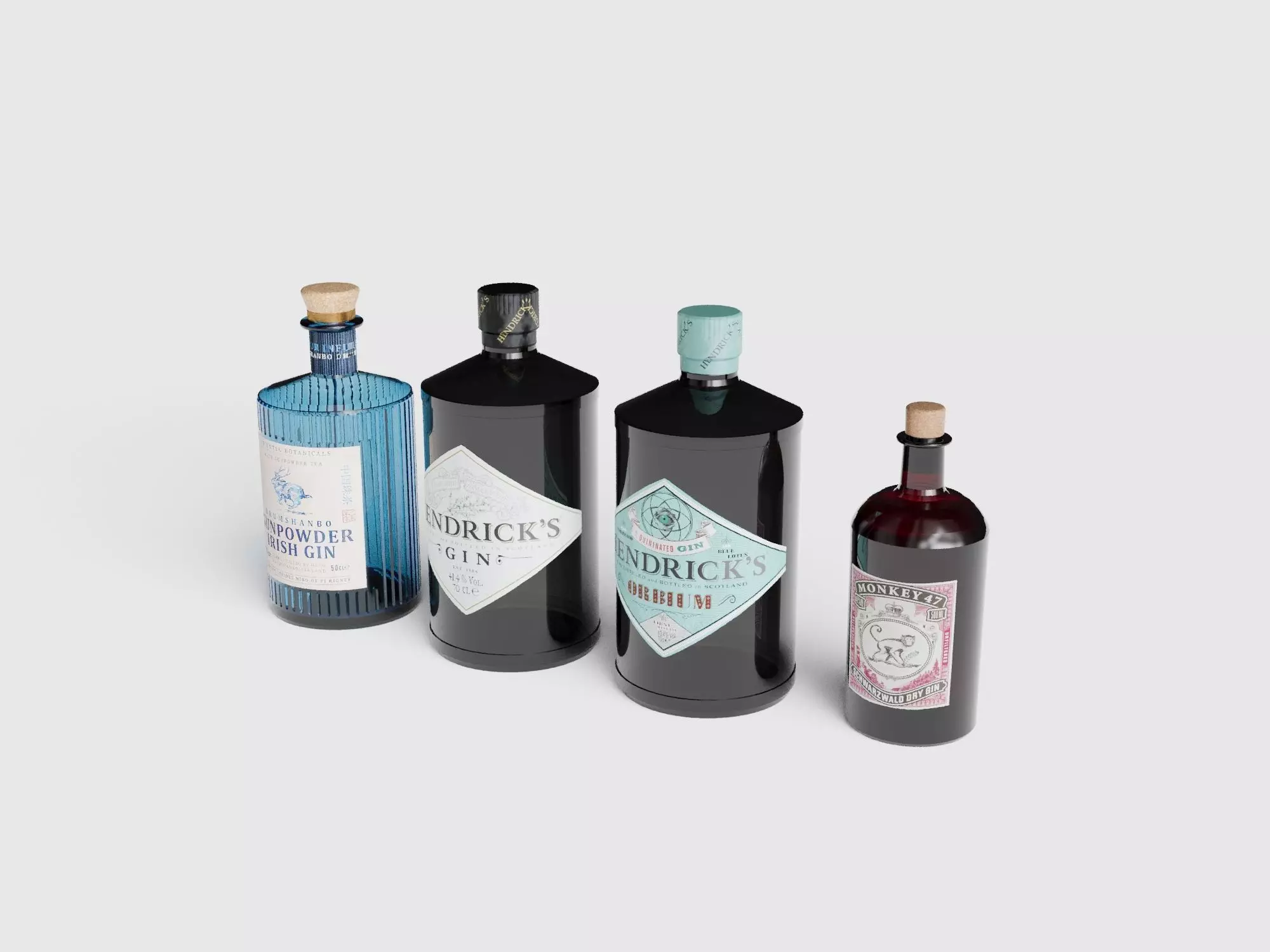 Gin bottles 3d model 3D model_0