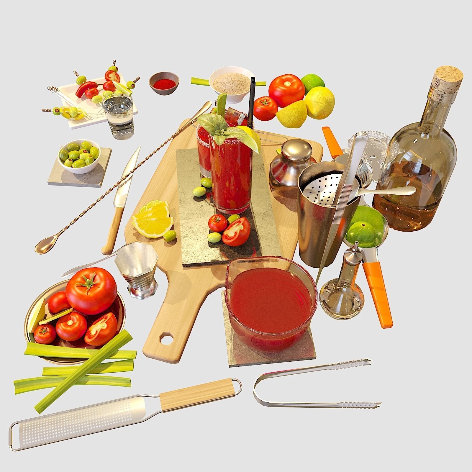Cocktail Set Bloody Mary 3D model_9