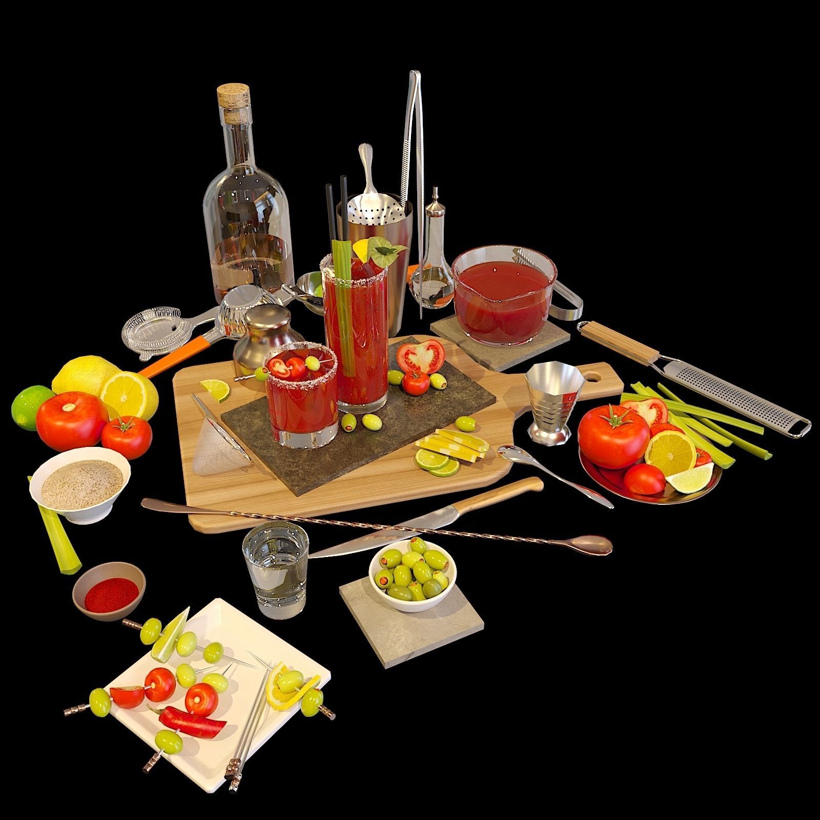 Cocktail Set Bloody Mary 3D model_8