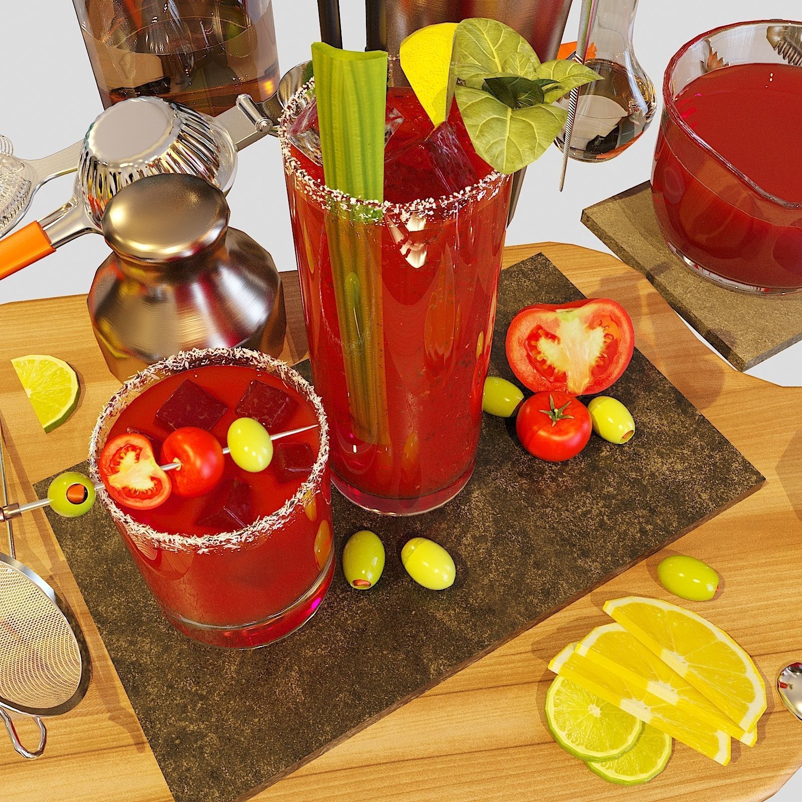 Cocktail Set Bloody Mary 3D model_4